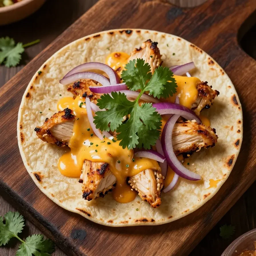 Quesadillas mexicanas recién hechas en un plato de cerámica colorida.