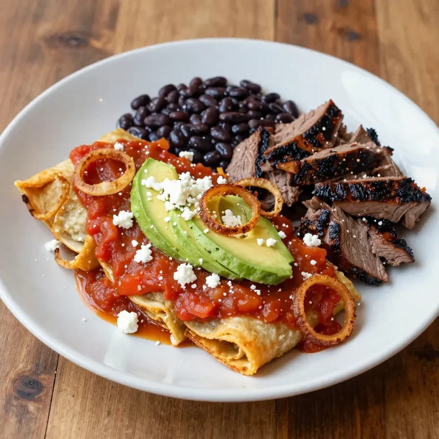 Plato de enchiladas de crema mexicanas acompañado de ensalada y guarnición.
